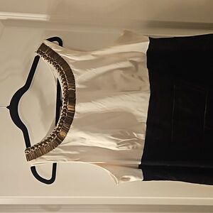 Satin Black and White midi dress